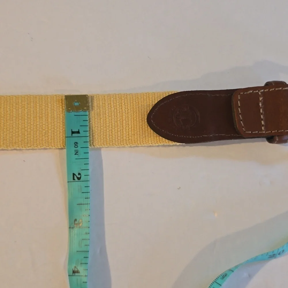 Torino Womens Yellow belt with brown leather ENDS Gold Buckle Sz.L